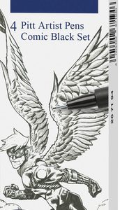 Faber Castell FC-267194 Tekenstift Faber-Castell Pitt Artist Pen Comic 4-delige Etui Zwart