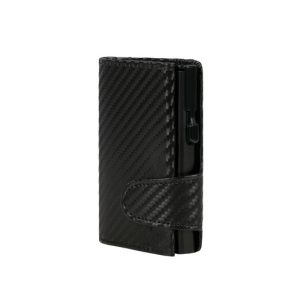 Juscha JU-961401 Pasjeshouder Clicksafe RFID Kunstleer Carbon Zwart 8 Pasjes Met Opbergvak Voor Muntgeld