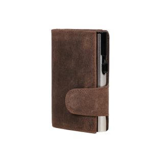Juscha JU-962305 Pasjeshouder Clicksafe RFID Jachtleer BR/ZI 8 Pasjes Met Opbergvak Voor Muntgeld