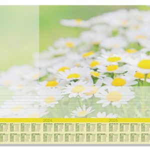 Sigel SI-HO307 Designonderlegger Lovely Daisies,met Jaartal 2023/2024/2025. 4-talig 59.5x41cm, 80 Grams Papier, 30 Vel