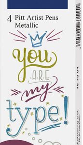 Faber Castell FC-167304 Tekenstift Faber-Castell Pitt Artist Pen Metallic 4-delig Etui