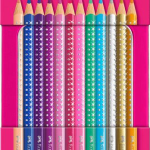 Faber Castell FC-201737 Kleurpotloden Sparkle In Roze Blik 12 Stuks