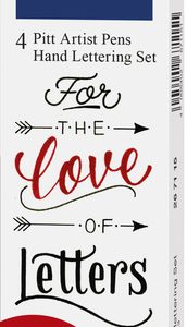 Faber Castell FC-267115 Tekenstift Faber-Castell Pitt Artist Pen Handlettering 4-delig Etui Zwart