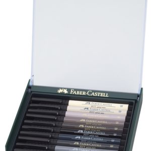 Faber Castell FC-267423 Tekenstift Faber-Castell Pitt Artist Pen Brush Set 12 Stuks Grijstinten