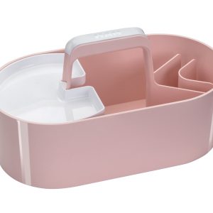 HAN HA-1200-86 Toolbox Loft Mobiele Organiser Flamingo Roze 4 Vakken Met Uitneembaar Plateau Sneeuw Wit