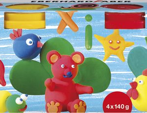 Eberhard Faber EF-572506 Kinderklei In Beker 140gr Wit  Geel Rood Blauw