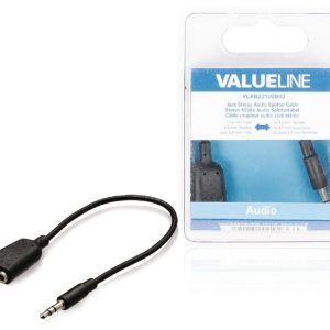Valueline VLAB22100B02 Jack Stereo Audio Verdeelkabel 3,5 mm Mannelijk - 2x 3,5 mm Vrouwelijk 0,20 M Zwart