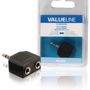 Valueline VLAB22945B Audio-splitter 3,5 mm Male - 2x Female Zwart
