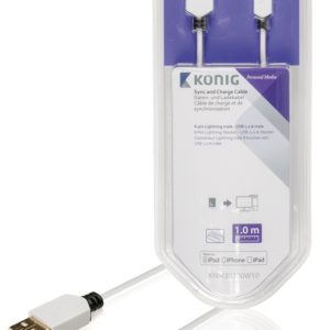 König KNM39300W10 Sync And Charge Kabel 8-pins Lightning Male - Usb 2.0 A Male 1,00 M Wit