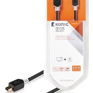 König KNC60300E30 Usb 2.0 Kabel A Male - Mini 5-pins Male 3,00 M Grijs