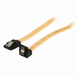 Nedis CCGP73255YE05 Datakabel Sata 6 Gb/s Sata 7-pins Female Met Vergrendeling - Sata 7-pins Female 90&deg; Gehoekt Met Vergrendeling 0,5 M Geel