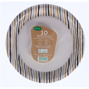 Duni Wegwerp Borden Stripes Black & Gold 22 cm 10 Stuks