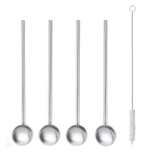 Metaltex Cocktaillelepel Rietjes + Borstel RVS 5-delig