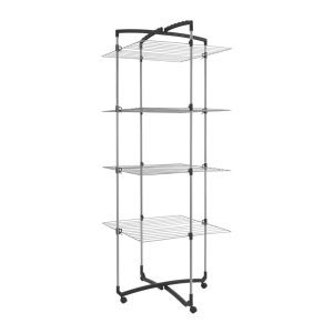 Metaltex Faro Droogtoren 38 m Drooglijn 4 Etages 64x69x171 cm Zilver/Zwart