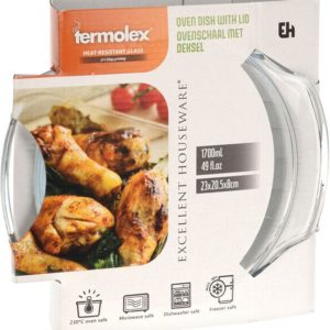 DoaBuy ovenschaal met deksel glas 23x205x8 cm - 1700 ml