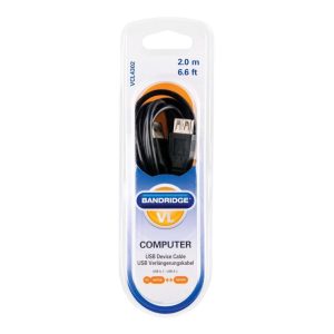 Bandridge USB 2.0 A Male naar USB 2.0 A Female 2 m Zwart