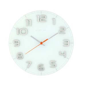 NeXtime NE-8817WI Wandklok Dia. 30 X 3.5 Cm, Glass, White, 'Classy Round'