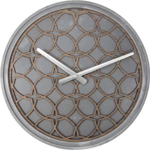 NeXtime NE-3212BR Wandklok Dia. 39.5 Cm, Polyresin/hout, Grijs