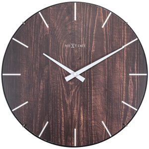 NeXtime NE-3249BR Wandklok Edge-Wood-Dome Dia 35cm Kunststof Bruin