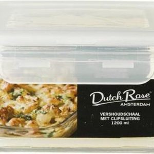 Dutch Rose Vershoudschaal Glas Vierkant 1200ml Wit