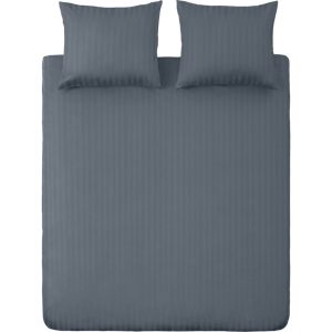 Ten Cate Katoen Satijnen Eenpersoons Dekbedovertrek Streep 140x200/220 cm Donkerblauw