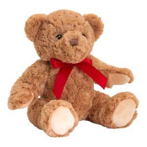 Keeleco Knuffel Teddybeer met Rode Strik 25 cm