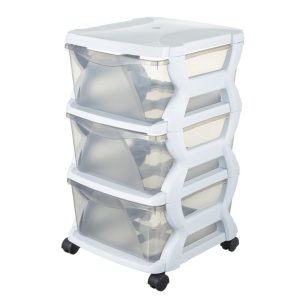Bama Insieme Ladesysteem met Wieltjes 3 Laden 36x40x62 cm Wit/Transparant