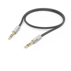 Hama Aux-kabel AluLine 3,5-mm Jack – 3,5-mm Jack 0,5 M Zilver/zwart