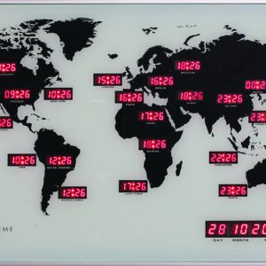 NeXtime NE-2897 Wandklok 55 X 36 Cm, Alu, World Time Digit