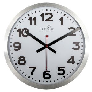 NeXtime NE-3999ARRC Wandklok Dia. 35 Cm, Aluminium, Wit, 'Station' Radio Controlled (DCF)