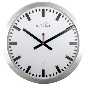 NeXtime NE-3999STRC Wandklok Dia. 35 Cm, Aluminium, Wit, 'Station' Radio Controlled (DCF)