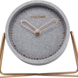 NeXtime NE-5204GS Tafelklok 17.5x15.5x5 Cm, Polyresin, Grijs