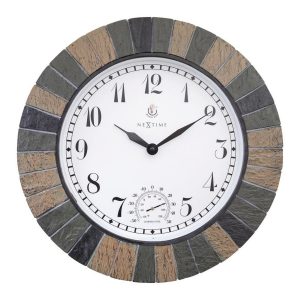 NeXtime NE-4320 Buitenklok Aster + Thermo- en Hydrometer 43.5 cm Steenlook