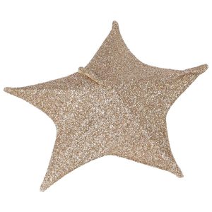 Decoratie Stoffen Kerstster 50 cm met 30 LEDs Goud