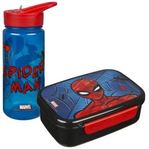 Spiderman Broodtrommel en Drinkfles Rood/Zwart/Blauw