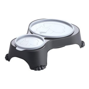 Rotho SALLY Dubbele Voederbak 0.28L+1L Antraciet