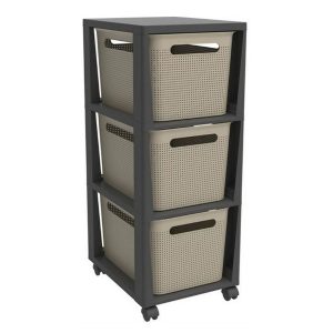 Rotho PINA Ladekastje met 3 Laden 77x36.6x29.6 cm Cappuccino/Antraciet
