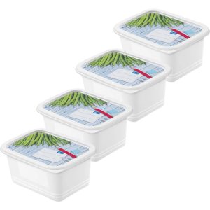Rotho Domino Diepvriesdozen Etiket Decor 4x0.75L Wit