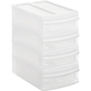 Rotho SYSTEMIX Design Ladekast met 4 Lades 19.6x14.1x23.3 cm Wit