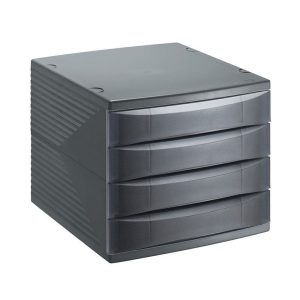 Rotho Quadra Ladenbak met 4 Dichte Lades A4 Antraciet