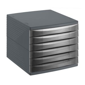 Rotho Quadra Ladenbak met 6 Dichte Lades A4 Antraciet