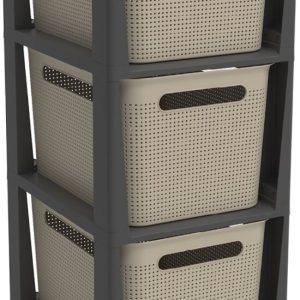Rotho Tower Brisen Design ladekast 3x16L met Wielen Cappuccino