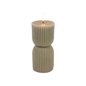 LED Kaars Ribbel 7x15 cm Taupe