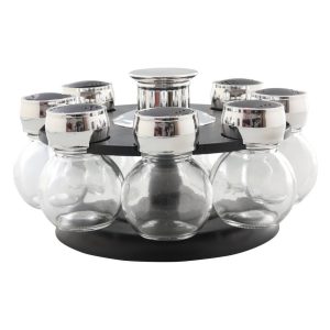 Kruidenrek Draaibaar + 8 Kruidenpotjes 21x12 cm Zwart