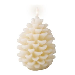 Decoratie LED Kaars Dennenappel 15.6x10.5 cm Cr&egrave;me