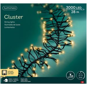Lumineo LED Cluster Lights voor Buiten 3000 LEDs 2800 cm Soft Gold Licht Zwart