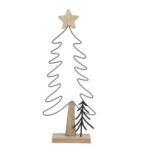Decoratie Kerstboom 17.5x6x43.5 cm IJzerdraad/Hout