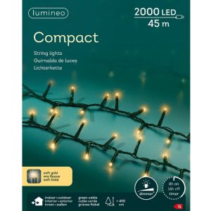 Lumineo LED Compact Lights voor Buiten 2000 LEDs 4500 cm Soft Gold Licht Groen