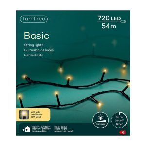 Lumineo Basic LED Snoer voor Buiten 720 LEDs 5400 cm Soft Gold Licht Zwart