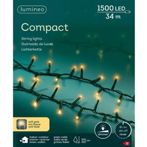Lumineo LED Compact Lights voor Buiten 1500 LEDs 3400 cm Soft Gold Licht Groen